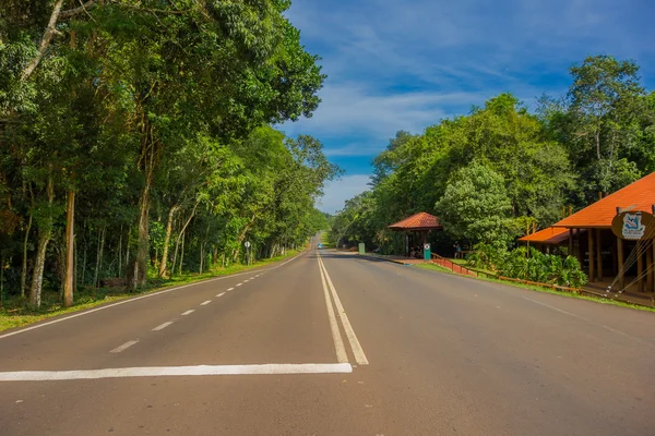 IGUAZU, BRAZIL - MAY 14, 2016: road that goes from the brazilian side of the waterfalls to the argentinian side of the waterfalls