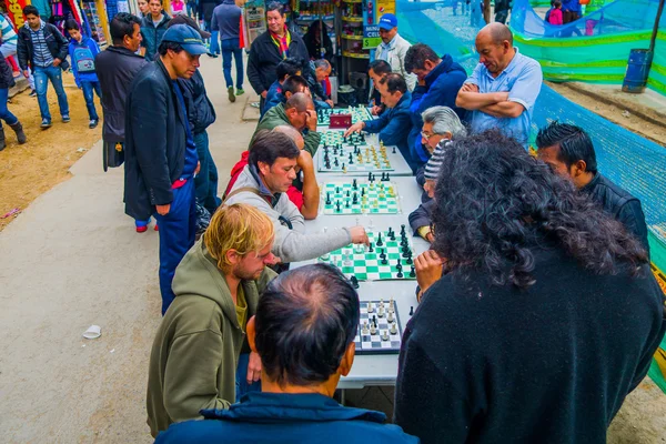 People playing chess in the streets of Bogota Colombia
