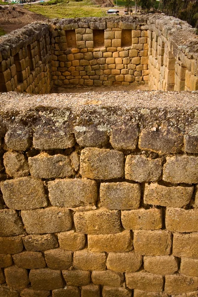 Closeup of wall construction Ingapirca important inca ruins in Ecuador