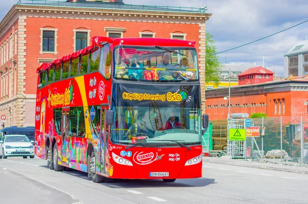 OSLO, NORWAY - 8 JULY, 2015: Double decker bus serving as city sightseeing tours for tourists