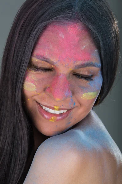 Closeup portrait of latin girl with painted face