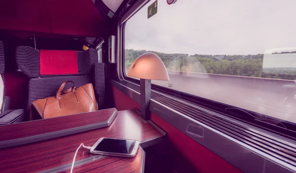 Window seat in a modern comfortable train