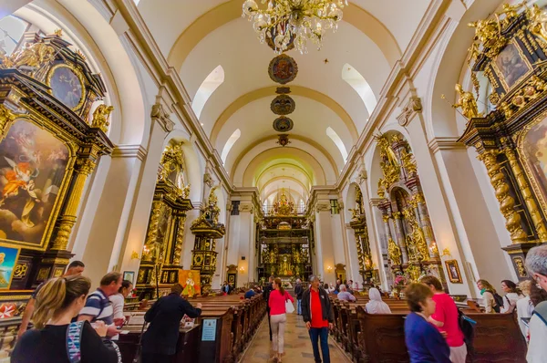 Prague, Czech Republic - 13 August, 2015: Castle Cathedral as seen from inside, revealing amazing architectural design and details