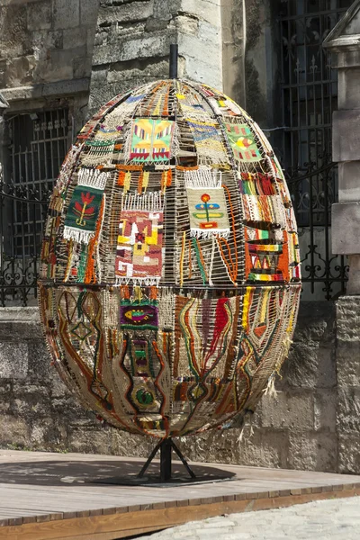 LVIV, UKRAINE - MAY 6 2013: Decorative Easter egg made of weaven
