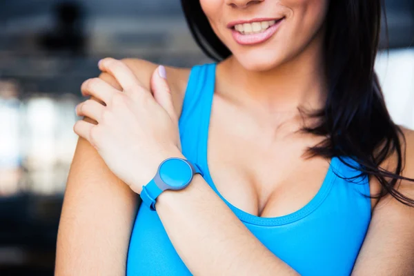 Woman with activity tracker