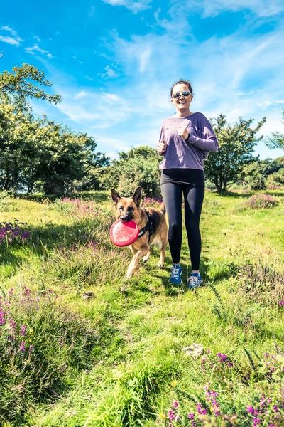 Recraation and fitness for woman and dog