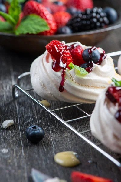 Homemade pavlova meringue with fresh berries