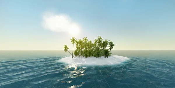 Sea, tropical island, palm trees, sun
