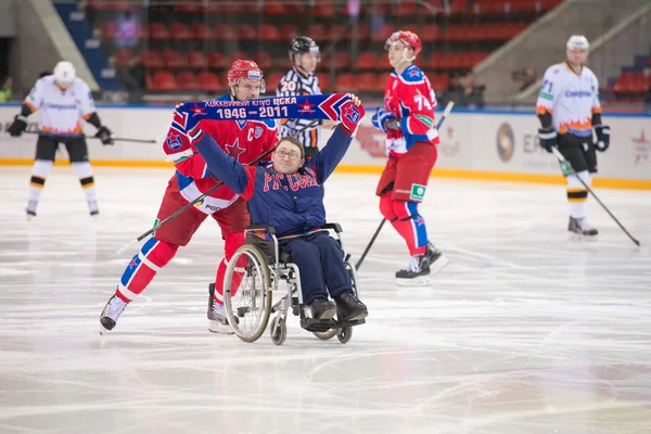 Sports fan, disabled open hockey game