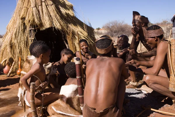 San people in native settlement