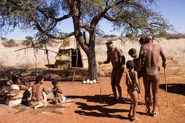 San people in native settlement