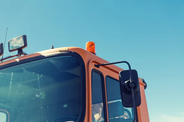 Close up of road service car cabin with flasher