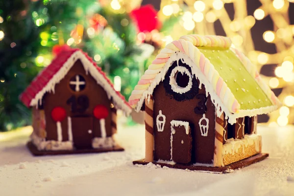 Closeup of beautiful gingerbread house at home