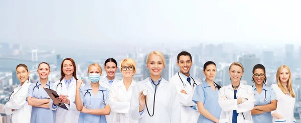 Team or group of female doctors and nurses