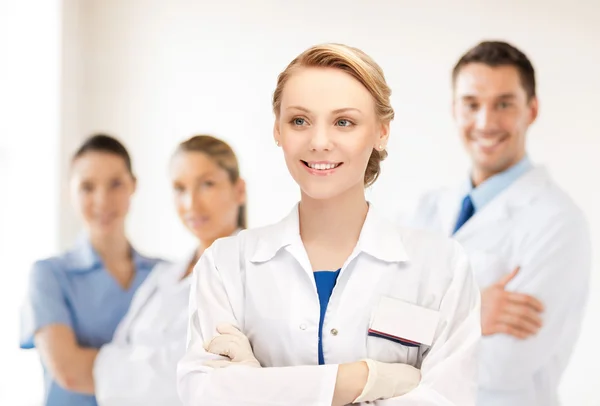 Smiling young female doctor in hospital