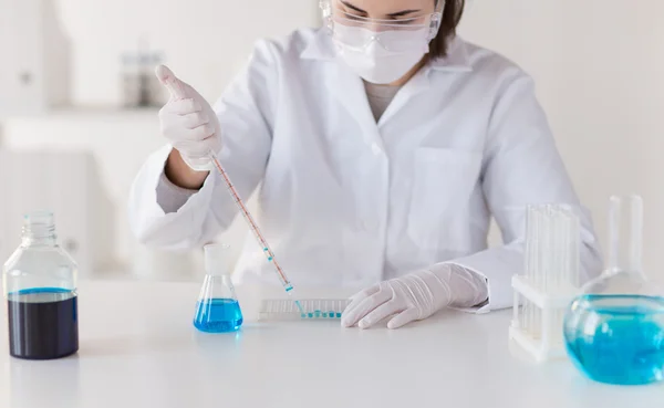 Close up of scientist making test in lab