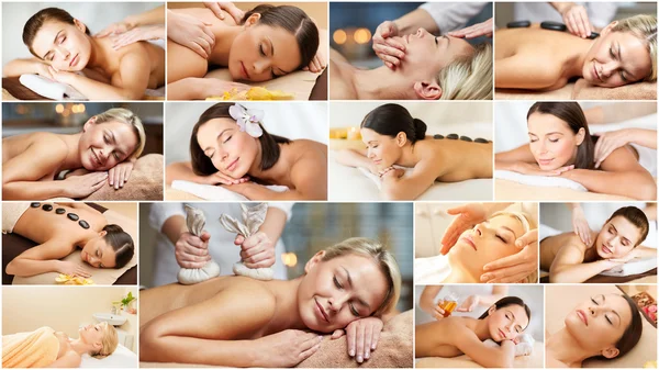 Women having facial or body massage in spa salon