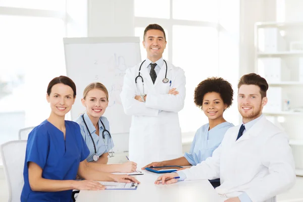 Group of doctors on presentation at hospital