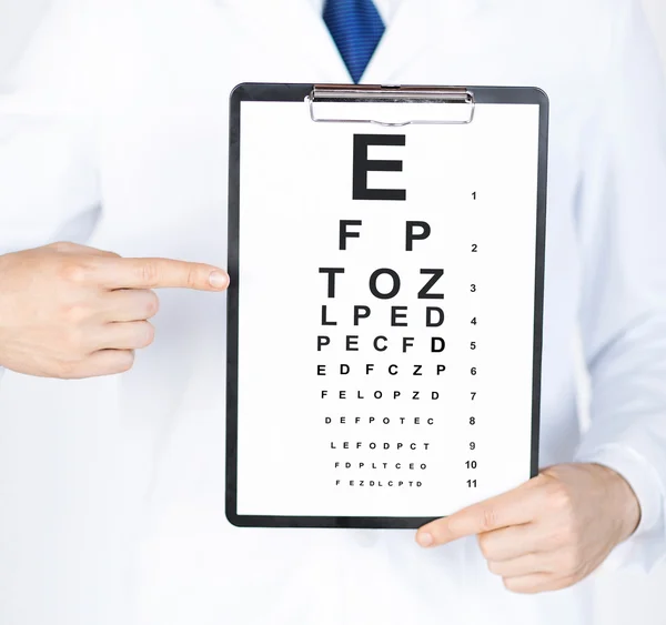 Male ophthalmologist with eye chart