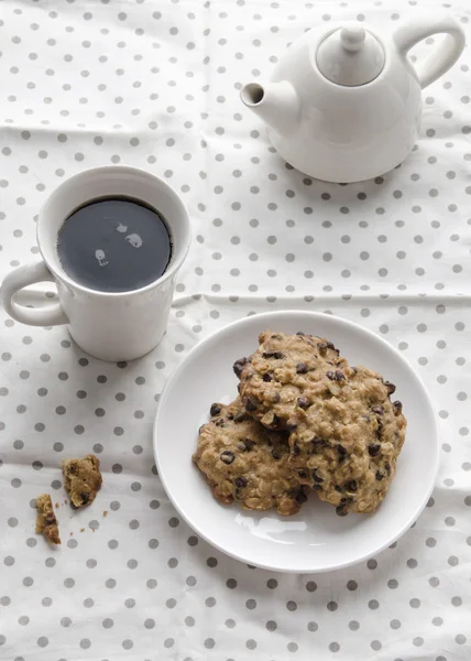 Soft cookie with hot coffe at morning, Breakfast concept