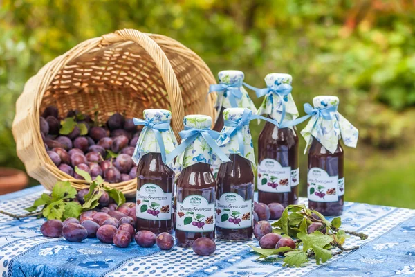 Bottles with  spicy plum sauce