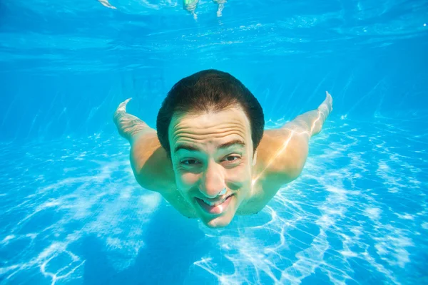 Man swimming under water