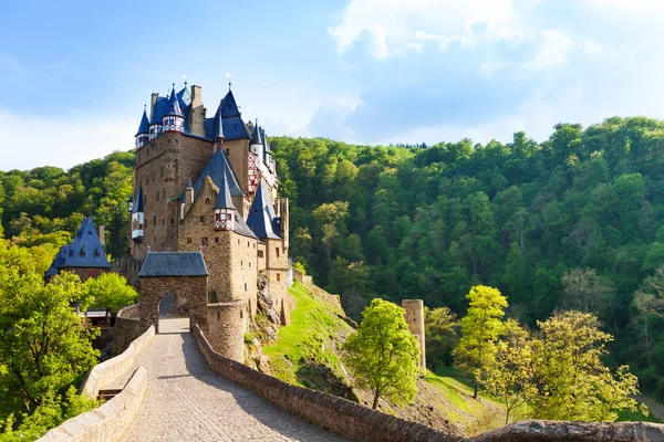 Road to Eltz castle with towers