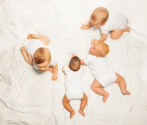 Four sweet babies backs crawling
