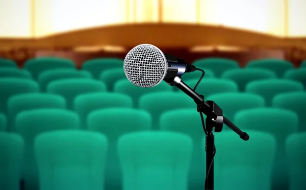 Seminar presentation background with microphone and seat