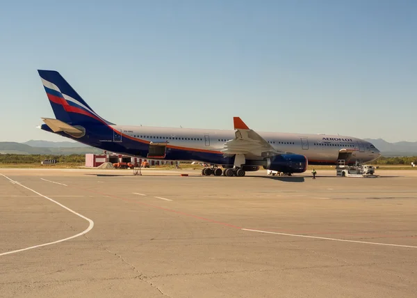 Air bus 330 of Russian airlines Aeroflot at airport of Yuzhno-
