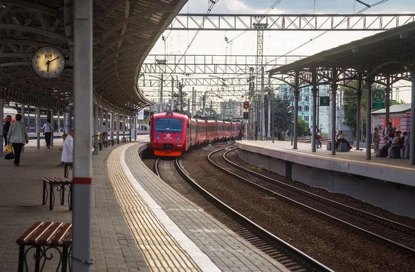 Aeroexpress from the platform at the Belarusian railway station