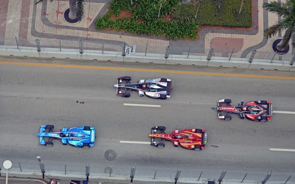 Birds Eye View of Electric Races Cars