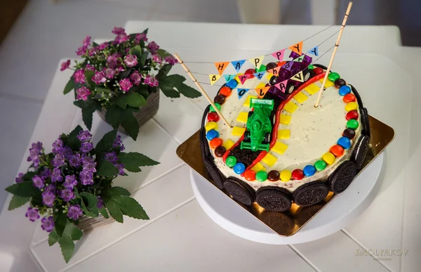Delicious vanilla cake for children birthday party