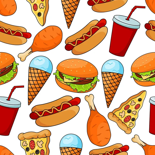 Seamless pattern of tasty fast food — 스톡 벡터 ©  Seamartini #105337018