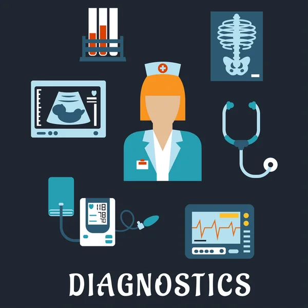 Medical diagnostic procedures flat icons
