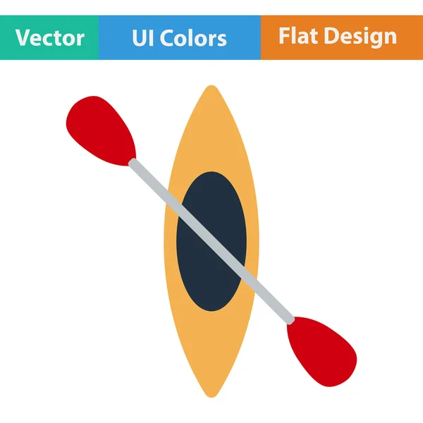 Flat design icon of kayak and paddle