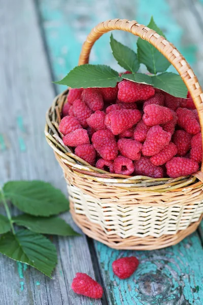 Raspberries in a wicker basket