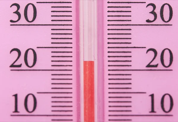 Closeup photo of household alcohol thermometer showing temperatu