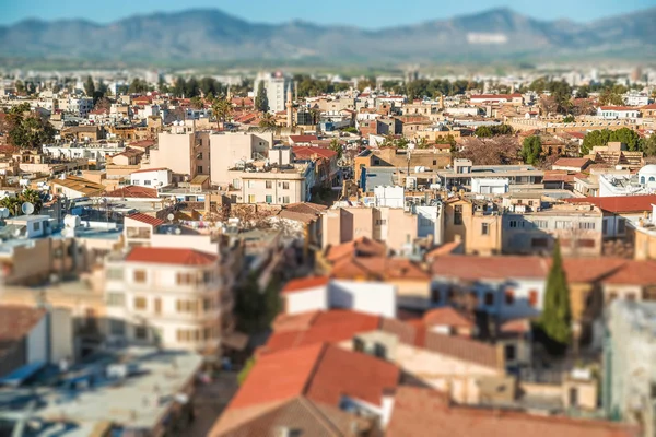 Northern part of Nicosia, aerial view with tilt-shif effect. Cyprus