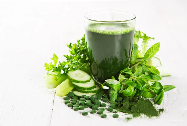 Healthy green vegetable juice.