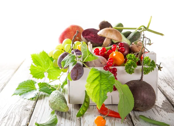 Healthy organic vegetable on wooden table