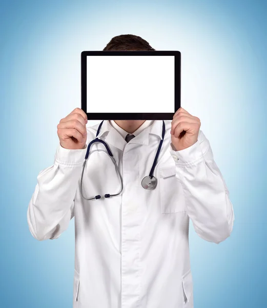 Doctor holding blank tablet