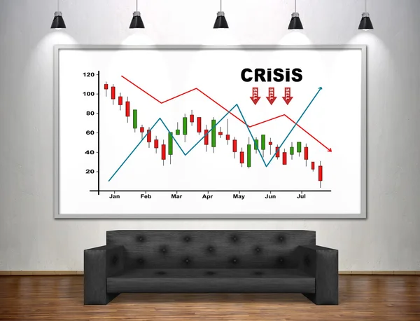 Drawing crisis chart on banner.