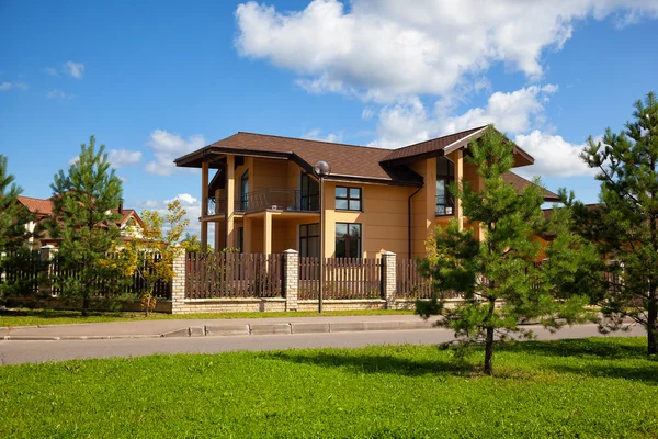 MOSCOW, RUSSIA - AUGUST 6, 2015: Beautiful modern house in the elite suburban village