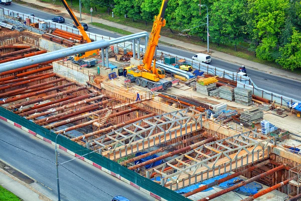 Moscow - June 25: Construction of a new metro line in Michurinsky Avenue. Russia, Moscow, June 25, 2014