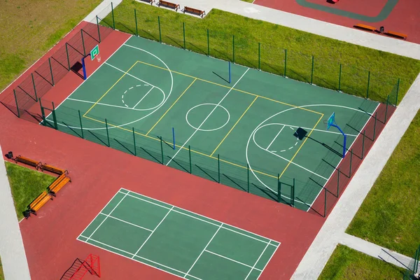 Street basketball court top view. sports ground