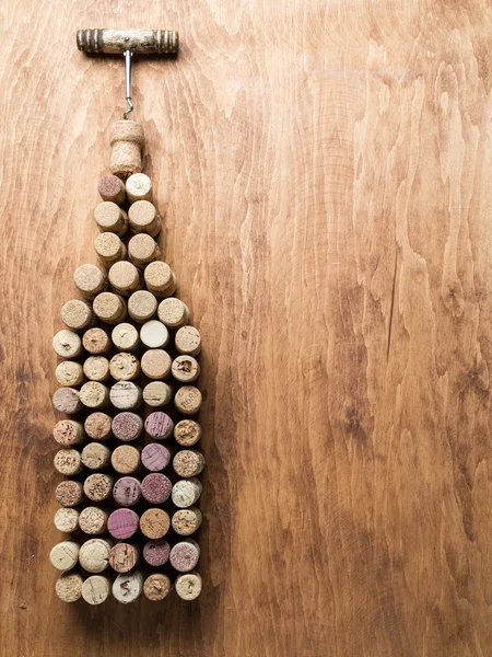 Wine corks in the shape of wine bottle.