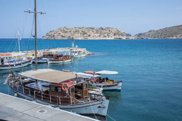 Motor yachts on the Elounda coast of The Crete.Greece 19.09.2015
