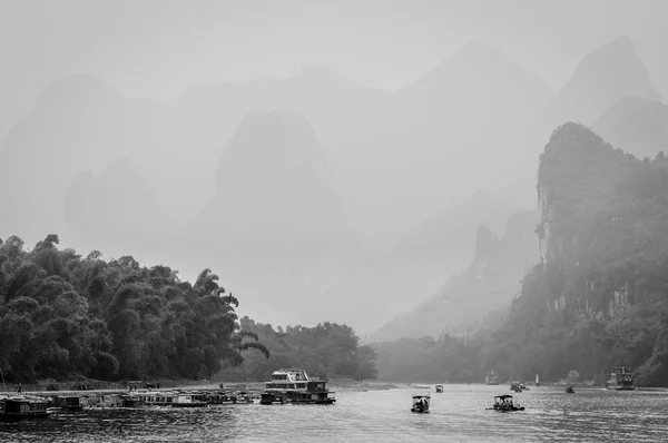 Scenic route along the Li river from Guilin to Yangshou.