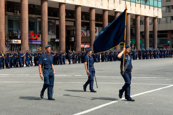 Police march in the parade in Montevideo, Uruguay